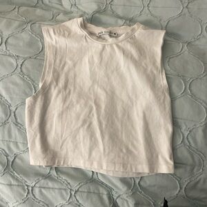 Zara White Sleeveless Crop Top